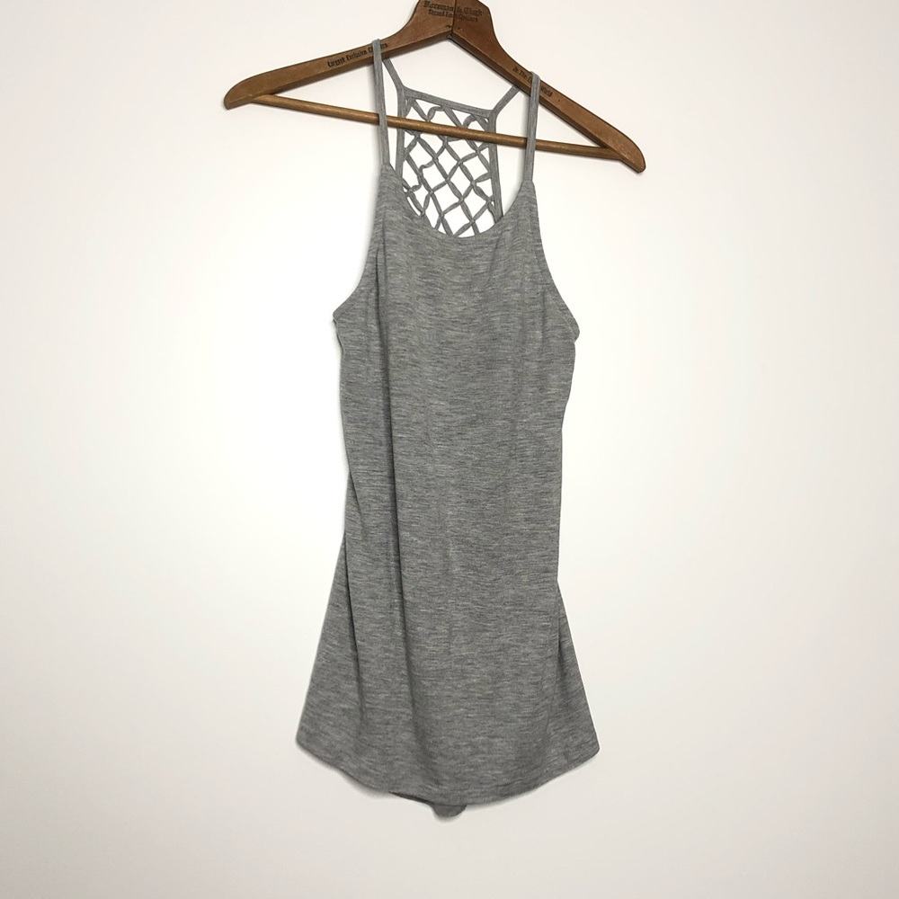 Naked Zebra Cut Out Caged Tank Top Gray M